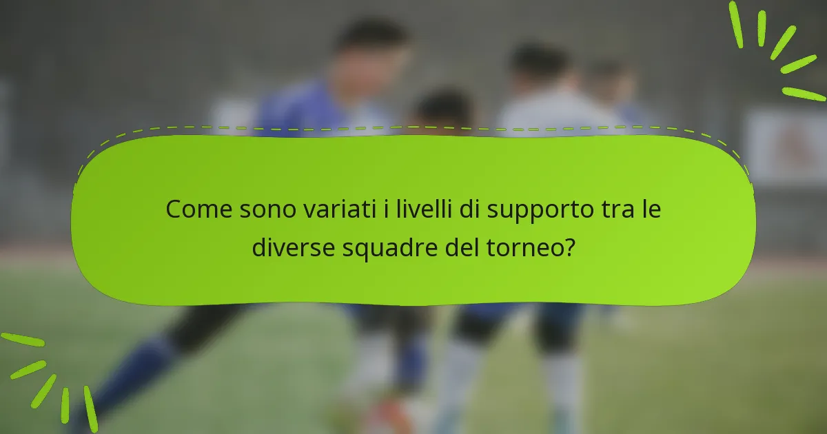 Come sono variati i livelli di supporto tra le diverse squadre del torneo?