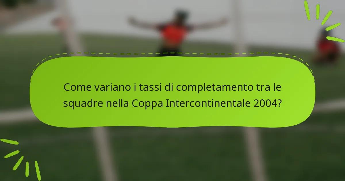 Come variano i tassi di completamento tra le squadre nella Coppa Intercontinentale 2004?