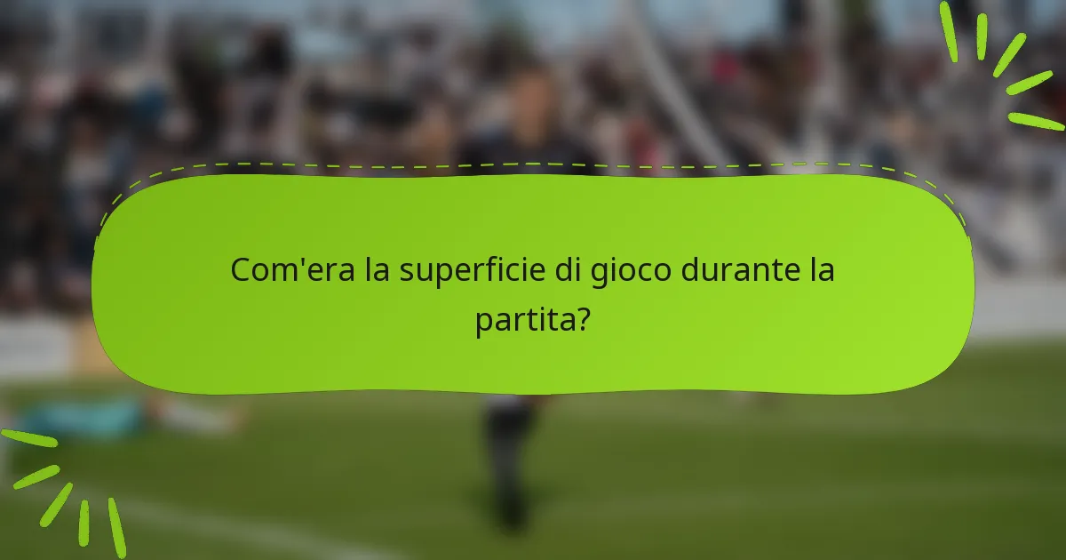 Com'era la superficie di gioco durante la partita?