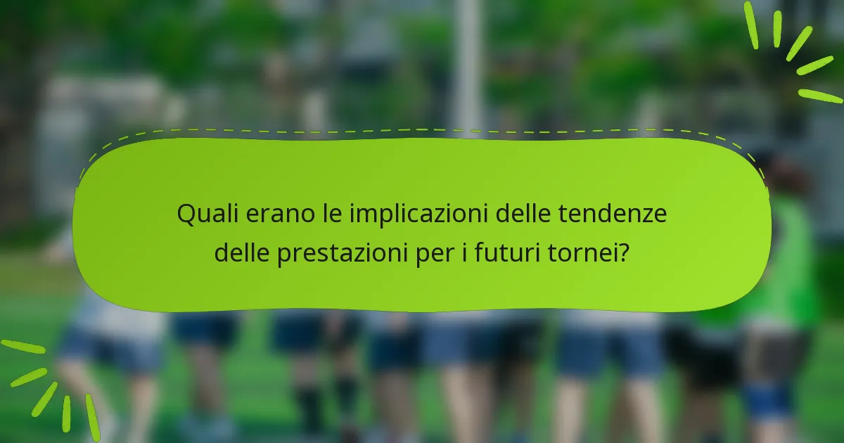 Quali erano le implicazioni delle tendenze delle prestazioni per i futuri tornei?