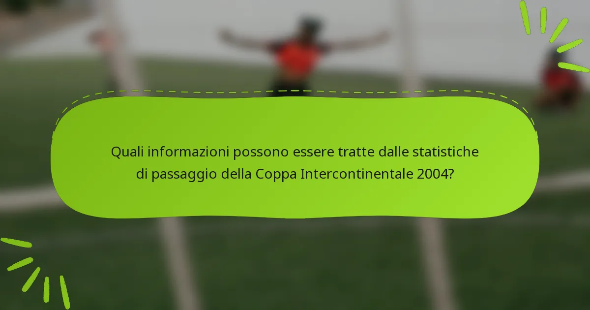 Quali informazioni possono essere tratte dalle statistiche di passaggio della Coppa Intercontinentale 2004?