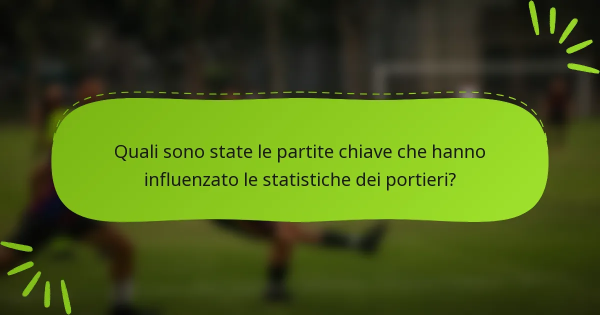 Quali sono state le partite chiave che hanno influenzato le statistiche dei portieri?